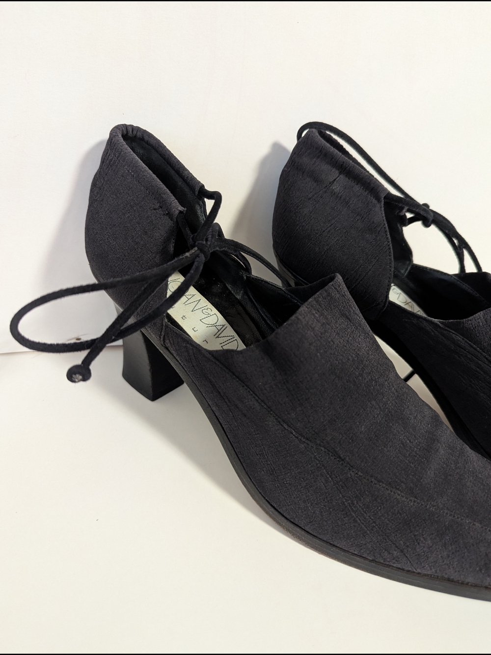 Joan & David Black Lace-Up Block Heel Pumps